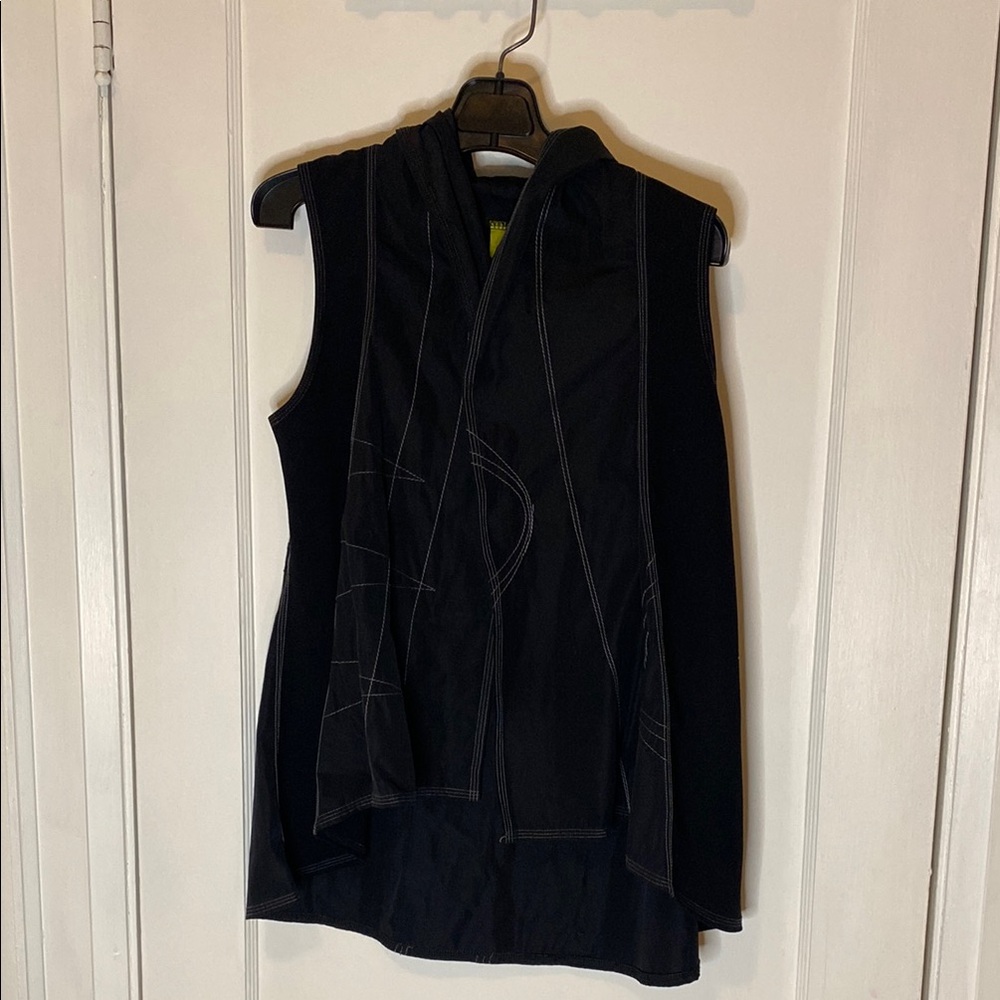 Black Hooded Vest with Minimalist Design